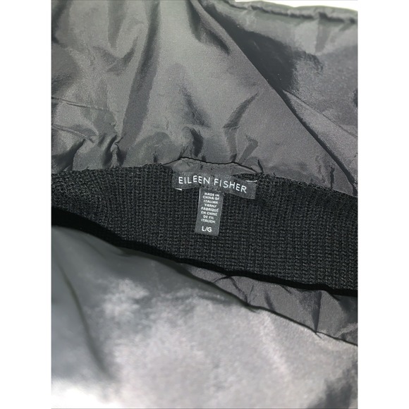 Eileen Fisher Black Wool Snap Vest L Nylon Mixed Media Minimalist - Picture 3 of 7